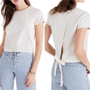 Madewell Verse Crop Tie Back Top in Cream